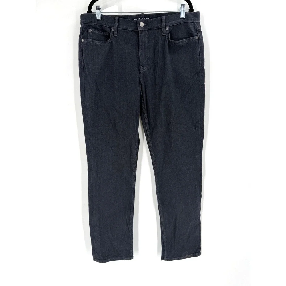 NWT Banana Republic Luxe Traveler Jean Mens 35x32 Dark Granite Wash Slim Fit‎ M
